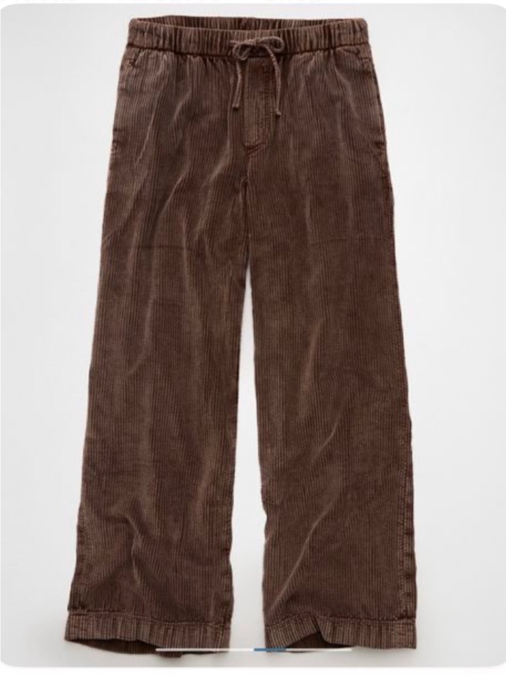 AE Stretch Wide Leg Corduroy Drawstring Pants - Brown - Picture 3 of 4